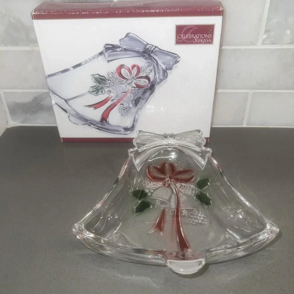 Celebrations by Mikasa Holiday Bells Clear Glass Bell Candy Dish